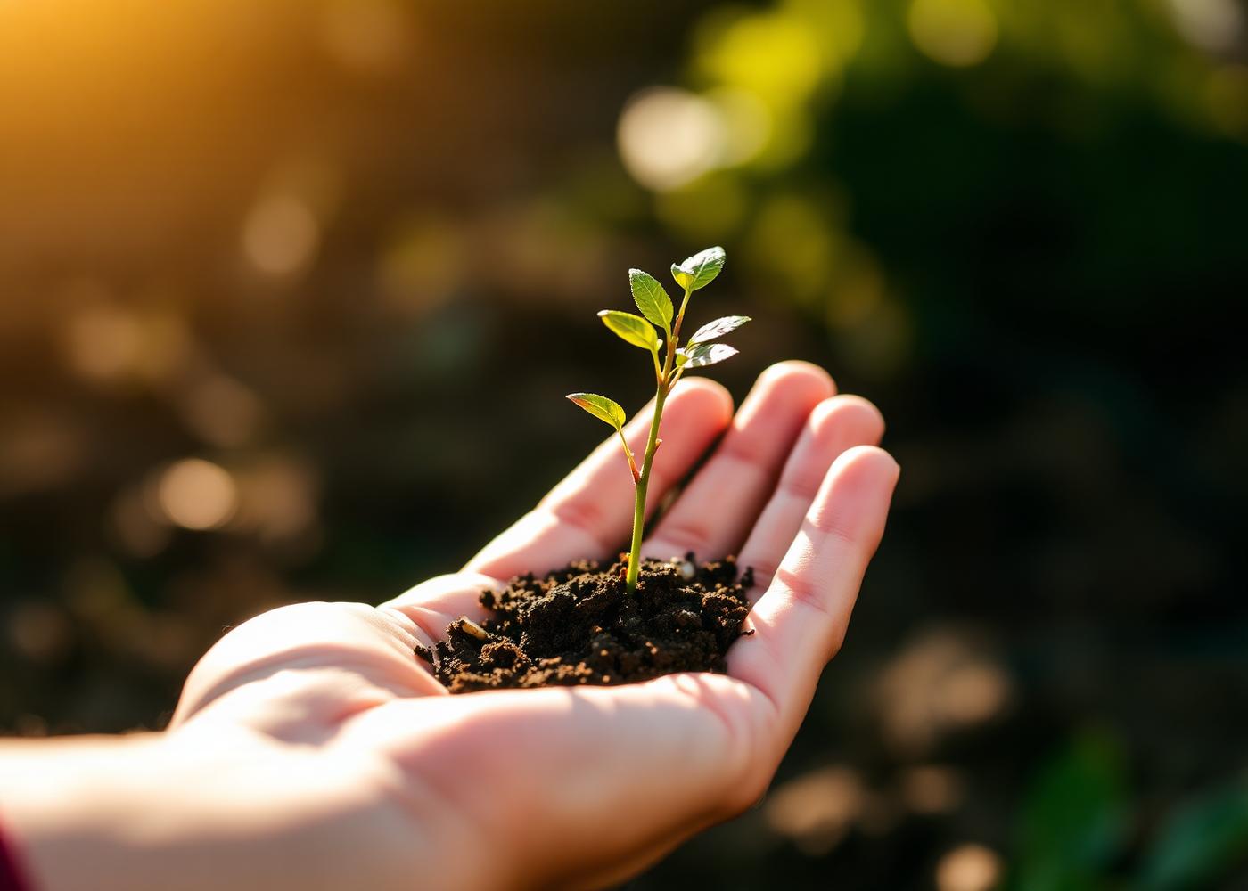 A sapling growing in a hand — symbol of sustainable growth